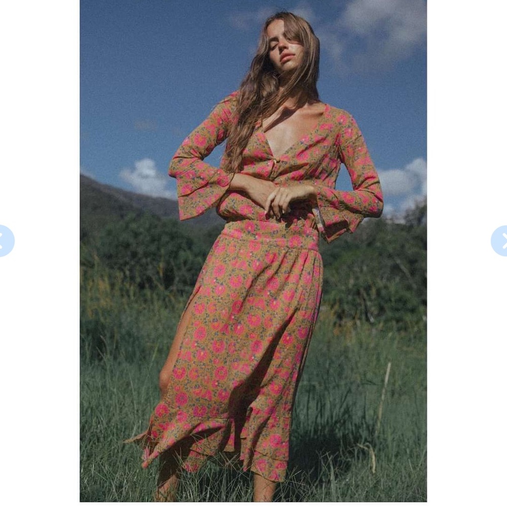 Golden Brown the Label Maxi Dress size S NWT